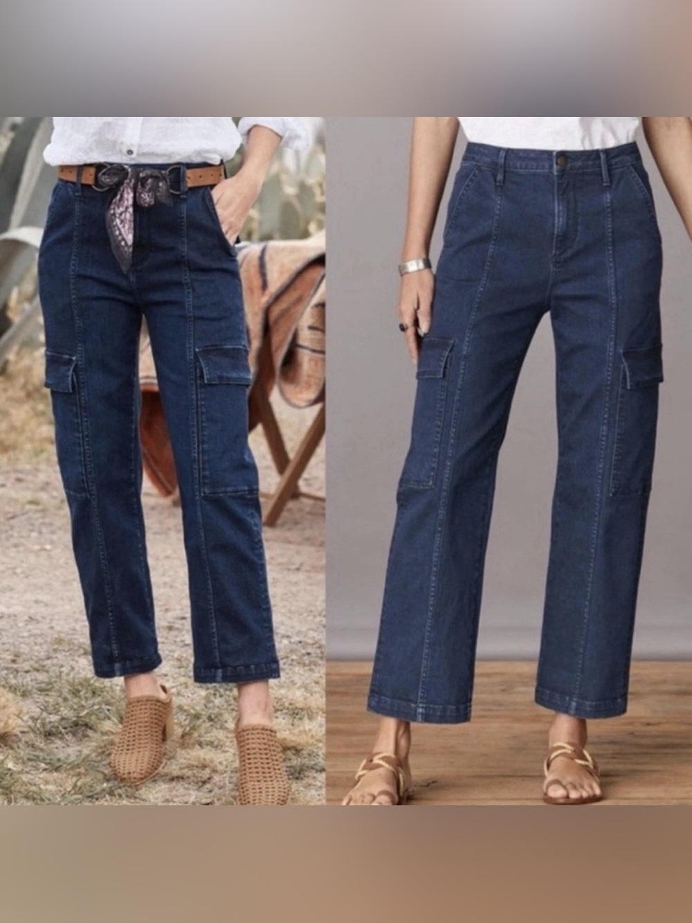 Driftwood Annabel Leg Utility Jeans. Dark Wash NWT Sz 32 Boho Coastal Work